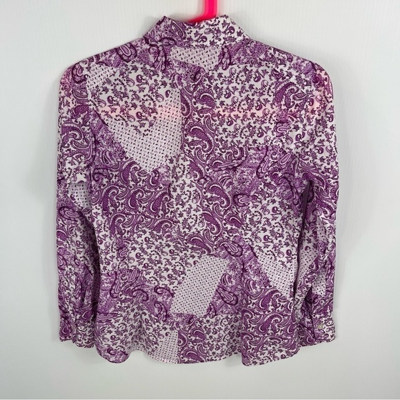 Etro Shirt Sz 40 Purple Button Down Paisley Print Cotton - Picture 4 of 14